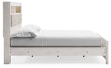 Altyra White King Panel Bookcase Bed side profile showing depth and style