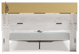Altyra White King Upholstered Bookcase Bed with Storage - back side view