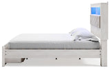 Altyra White King Upholstered Bookcase Bed with Storage - alternate side angle