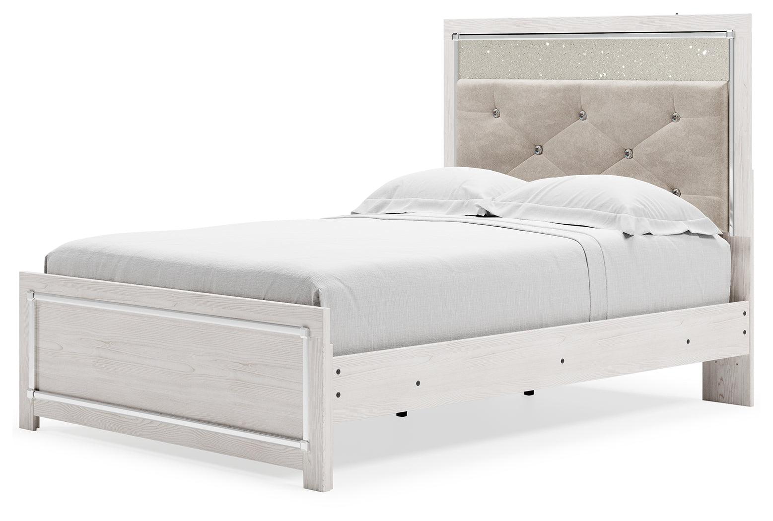 Altyra White Full Panel Bed, angled alternate side view