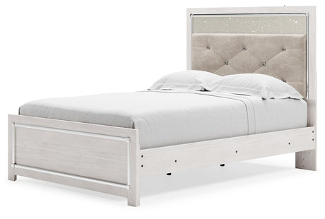 Altyra White Full Panel Bed, angled alternate side view