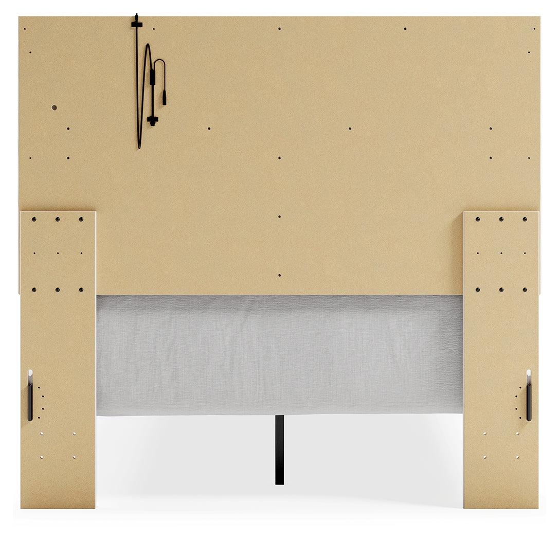 Altyra White Full Panel Bed, rear view of footboard and frame