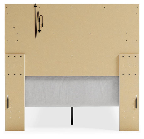 Altyra White Full Panel Bed, rear view of footboard and frame