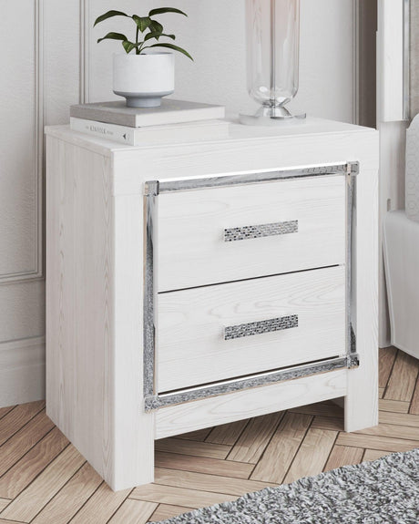Altyra White Nightstand front view with drawers closed