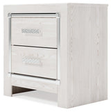 Altyra White Nightstand showcasing chrome-tone handles