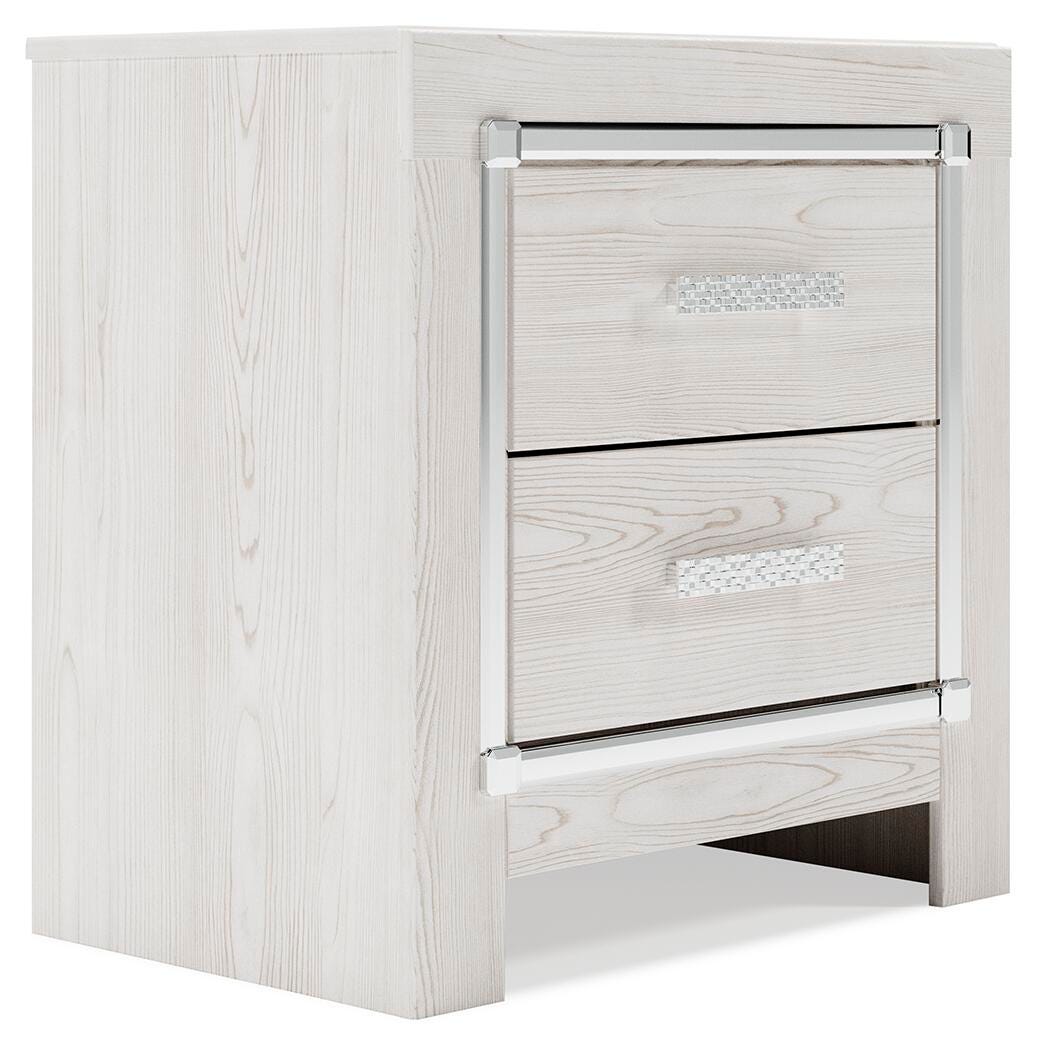 Altyra White Upholstered Storage Bedroom Set angled view