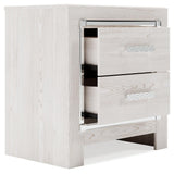 Altyra White Nightstand with drawers open