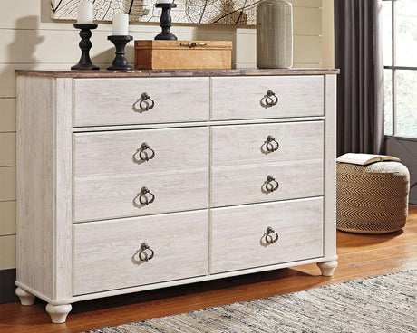 Willowton Two-Tone Dresser front view showing 6 drawers