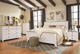 Willowton Whitewash King Panel Bed rustic plank finish close-up