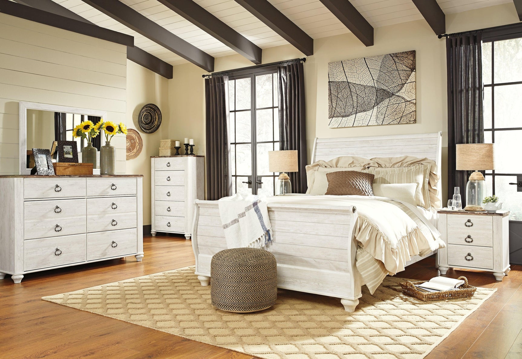 Willowton Chest view highlighting antiqued brass-tone hardware