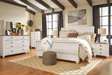 Willowton Whitewash King Sleigh Bed dimensional drawing