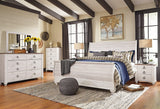 Willowton Whitewash King Sleigh Bed retail display