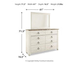 Willowton Whitewash Dresser And Mirror - Ella Furniture