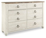 Willowton Two-Tone Dresser side view with plank-effect top