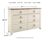 Willowton Dresser schematic with dimensions