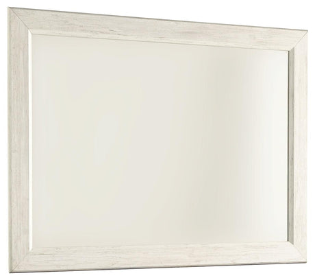 Willowton Whitewash Bedroom Mirror angled view highlighting texture