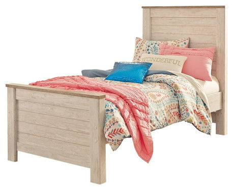 Willowton Twin Panel Bed complete assembled view
