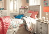 Willowton Twin Bed storage drawers open showing interior