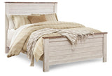 Willowton Queen Panel Bed close-up of whitewash finish
