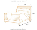Willowton Whitewash Queen Sleigh Bed showing headboard details