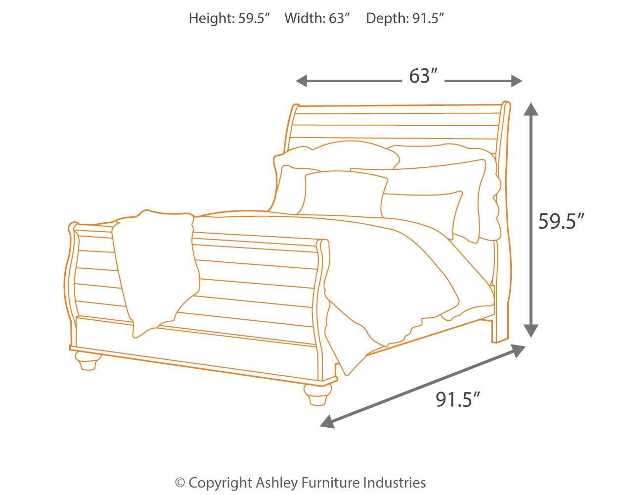Willowton Whitewash Queen Sleigh Bed showing headboard details