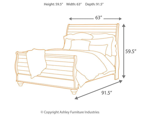 Willowton Whitewash Queen Sleigh Bed showing headboard details