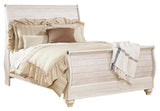 Willowton Whitewash Queen Sleigh Bed side profile