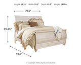 Willowton Whitewash King Sleigh Bed assembly diagram