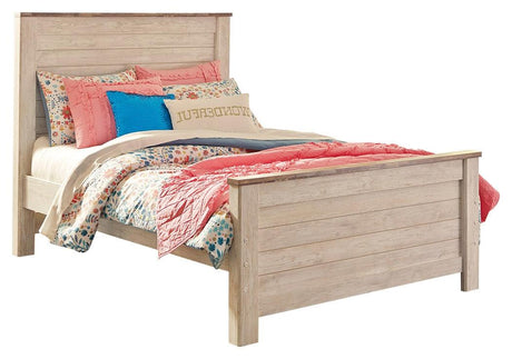 Willowton Whitewash Full Panel Bed bedroom setting