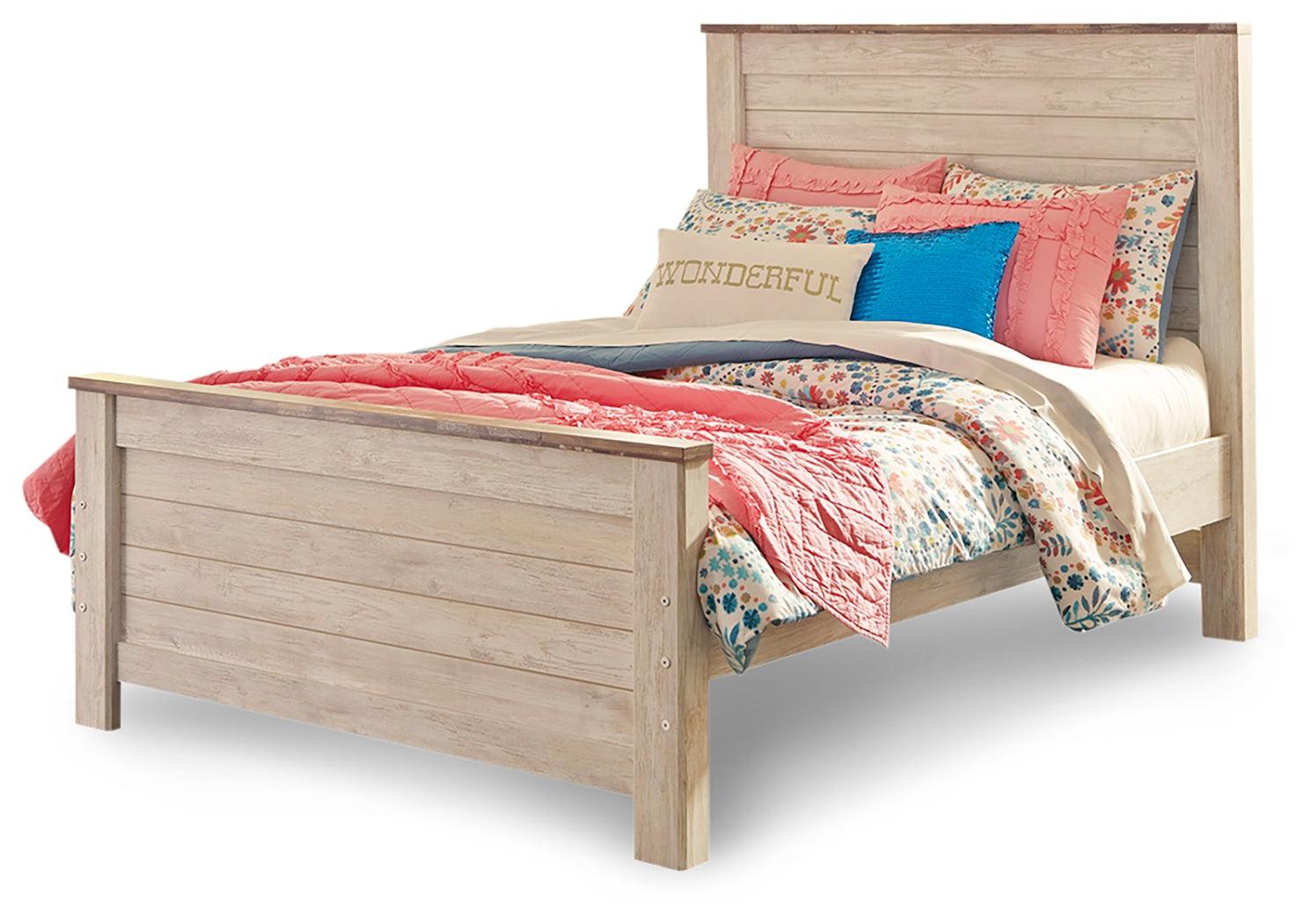 Willowton Whitewash Full Panel Bed headboard closeup