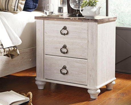 Willowton Two-Tone Nightstand front view showing two drawers