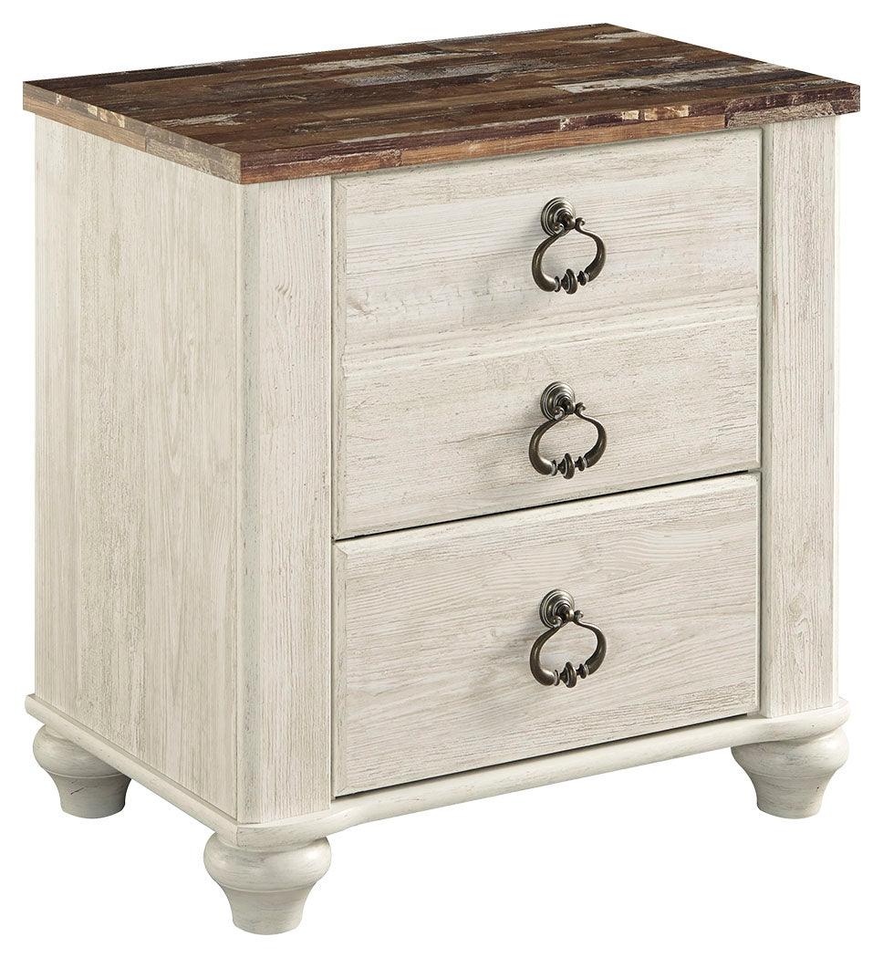 Willowton Two-Tone Nightstand with USB ports and power cord