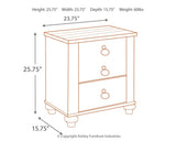 Willowton nightstand dimensions diagram