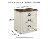 Willowton Whitewash Sleigh Bedroom Set dimension view