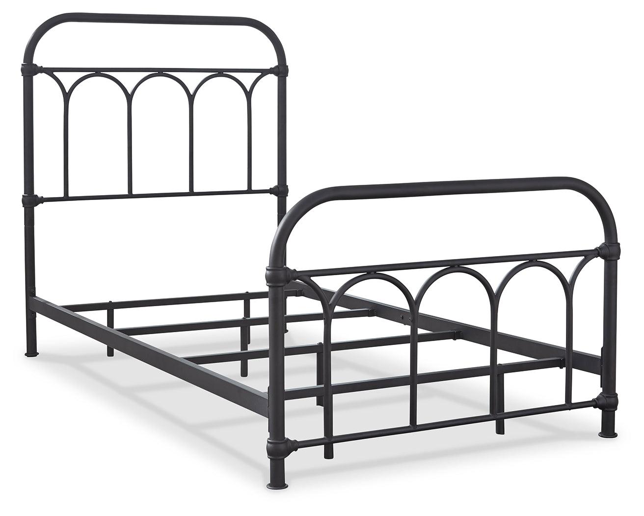 Nashburg Black Twin Metal Bed angled view