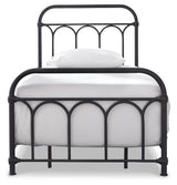 Nashburg Black Twin Metal Bed headboard close-up