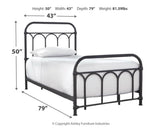 Nashburg Black Twin Metal Bed dimensions diagram