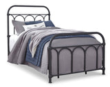 Nashburg Black Twin Metal Bed footboard detail