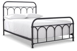 Nashburg Black Full Metal Bed close-up of moulded metal accents