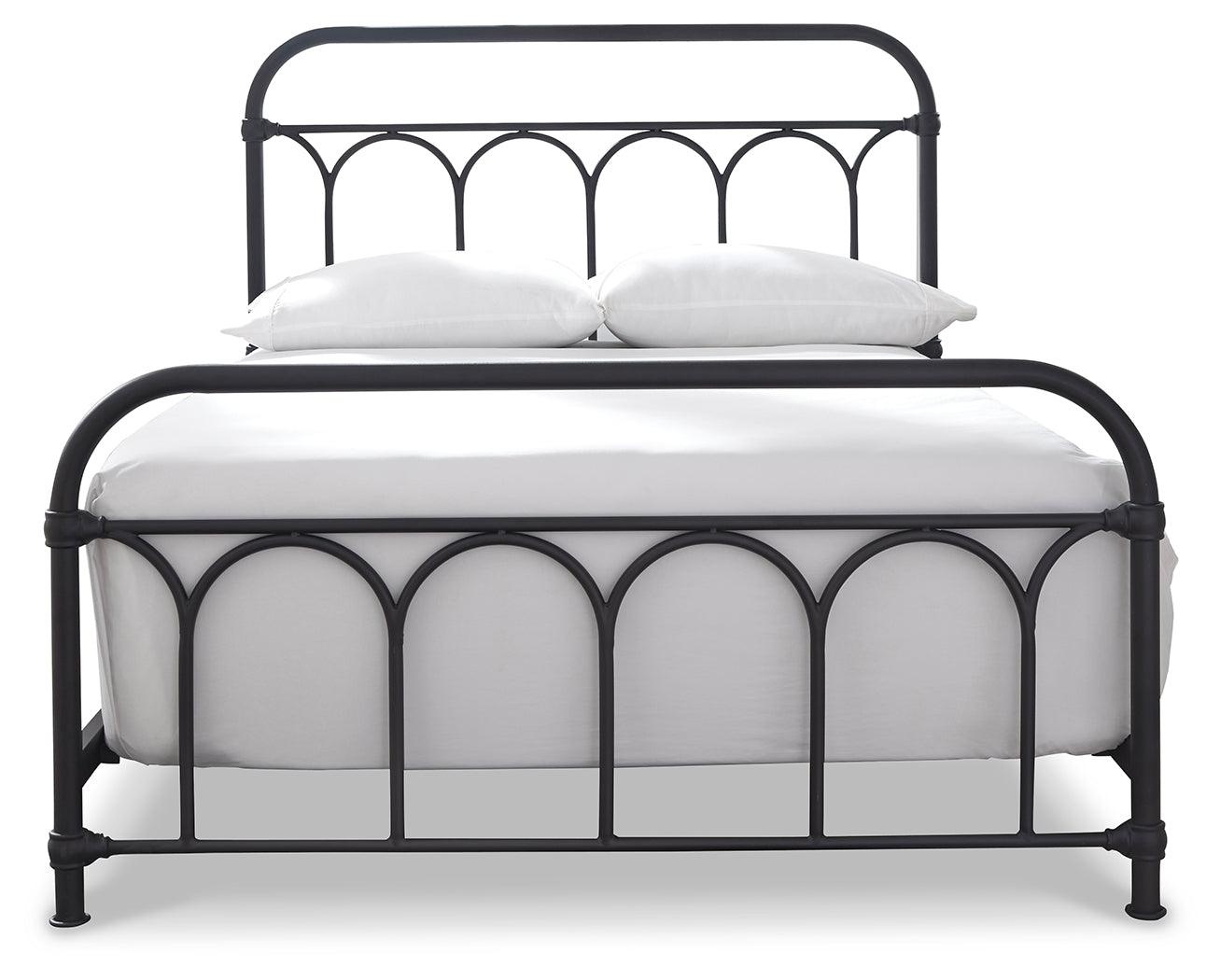 Nashburg Black Full Metal Bed straight on with footboard visible