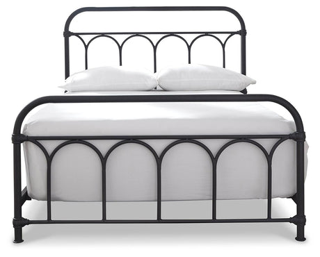 Nashburg Black Full Metal Bed straight on with footboard visible