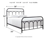 Nashburg Black Full Metal Bed dimensional drawing