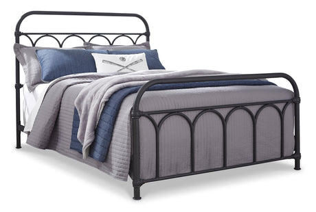 Nashburg Black Full Metal Bed assembled in showroom