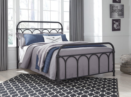 Nashburg Black Full Metal Bed side angle in black finish