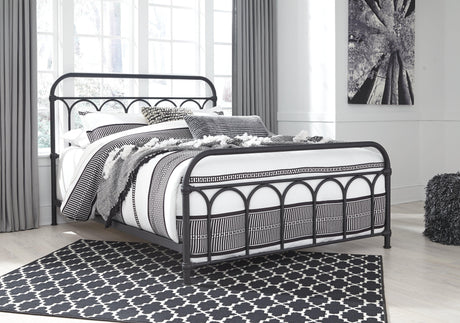 Nashburg Black Queen Metal Bed with mattress