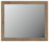 Oliandon bedroom mirror light brown rustic finish front view