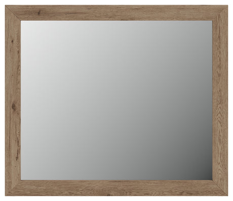 Oliandon bedroom mirror light brown rustic finish front view