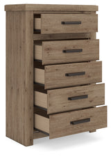 Open drawer of Oliandon Chest of Drawers showing interior