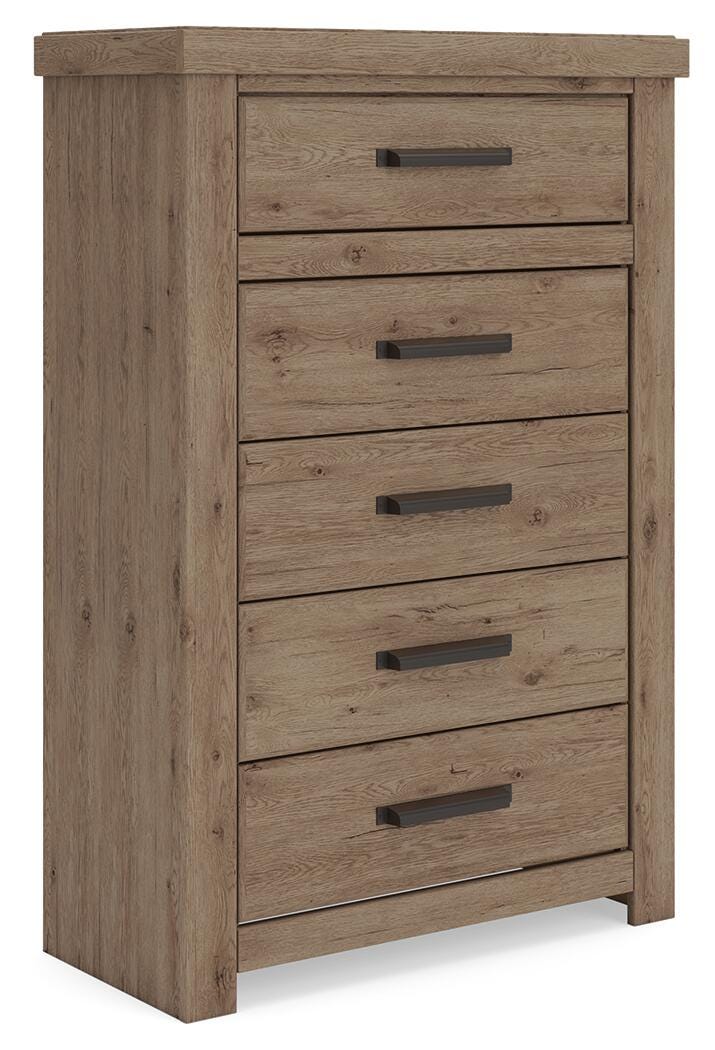 Oliandon Light Brown Panel Storage Bedroom Set angled view