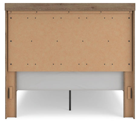 Oliandon Light Brown Panel Storage Bed. Dresser, Mirror Bedroom Set view 4